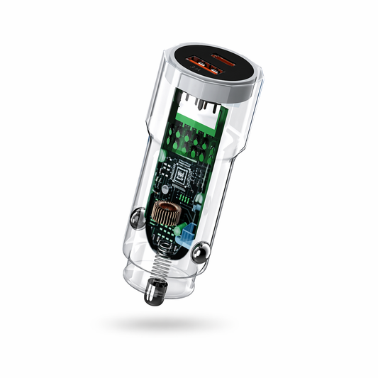 🚗 Transparent Car Charger – BMC-50 (3.1A Fast Charging)