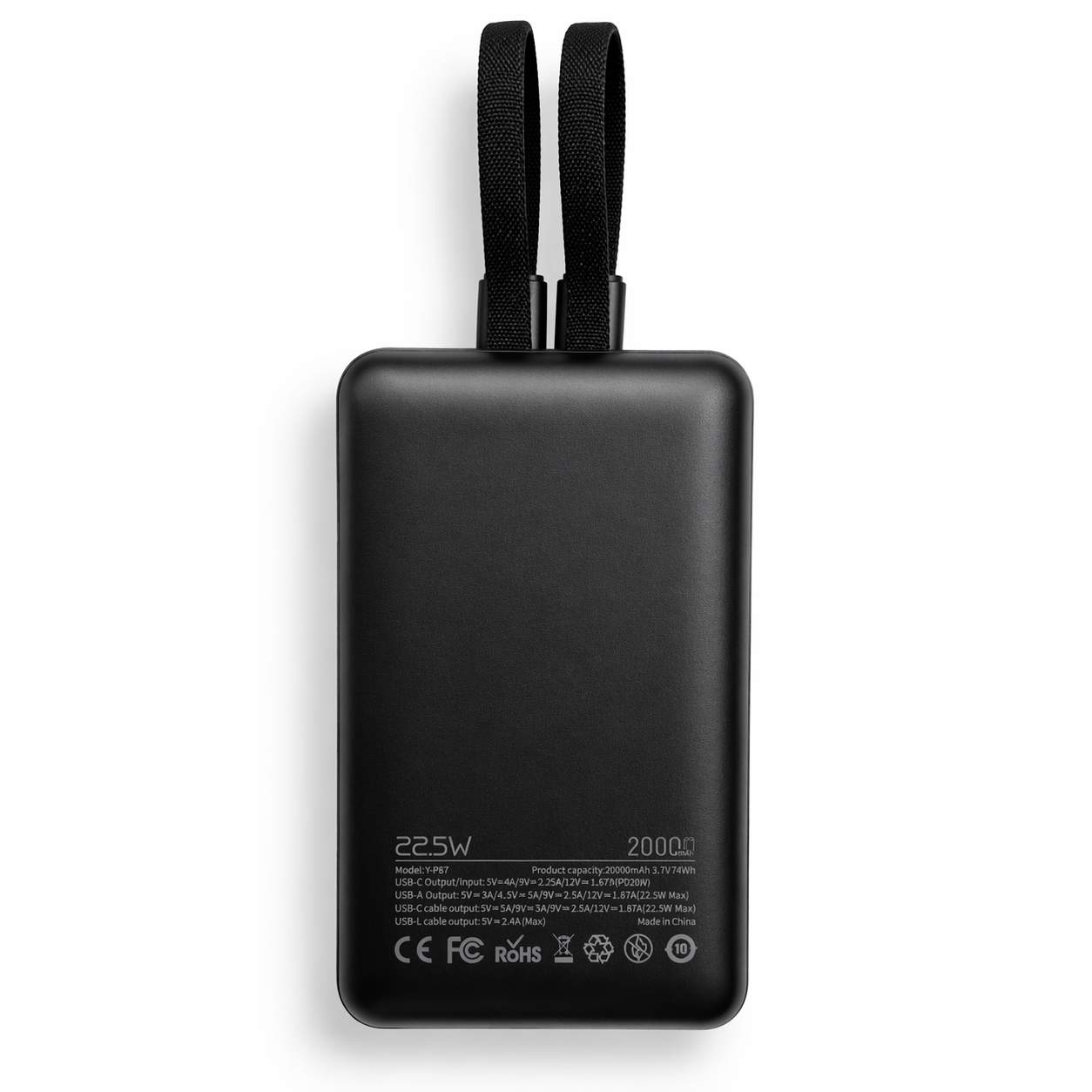 Yosonda 20000mAh Fast Charging Power Bank 22.5W with Built-in Cables