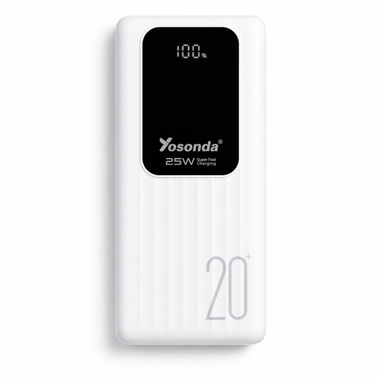 Yosonda 20000mAh 25W Super Fast Charging Power Bank – LED Display, Built-in Protection