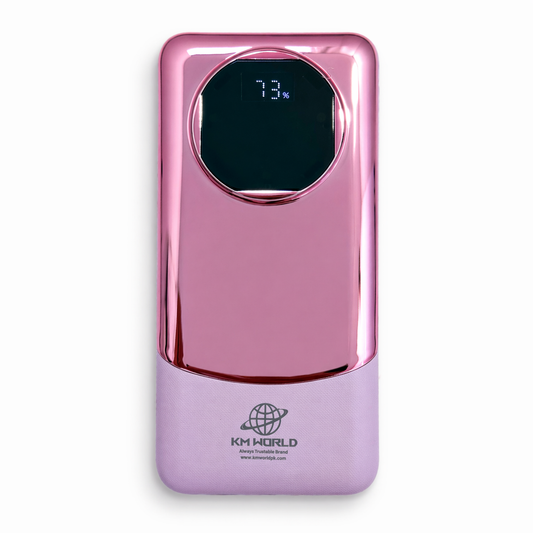 KM WORLD 10000mAh 22.5W Fast Charging Power Bank – Built-in 4 Cables, LED Display