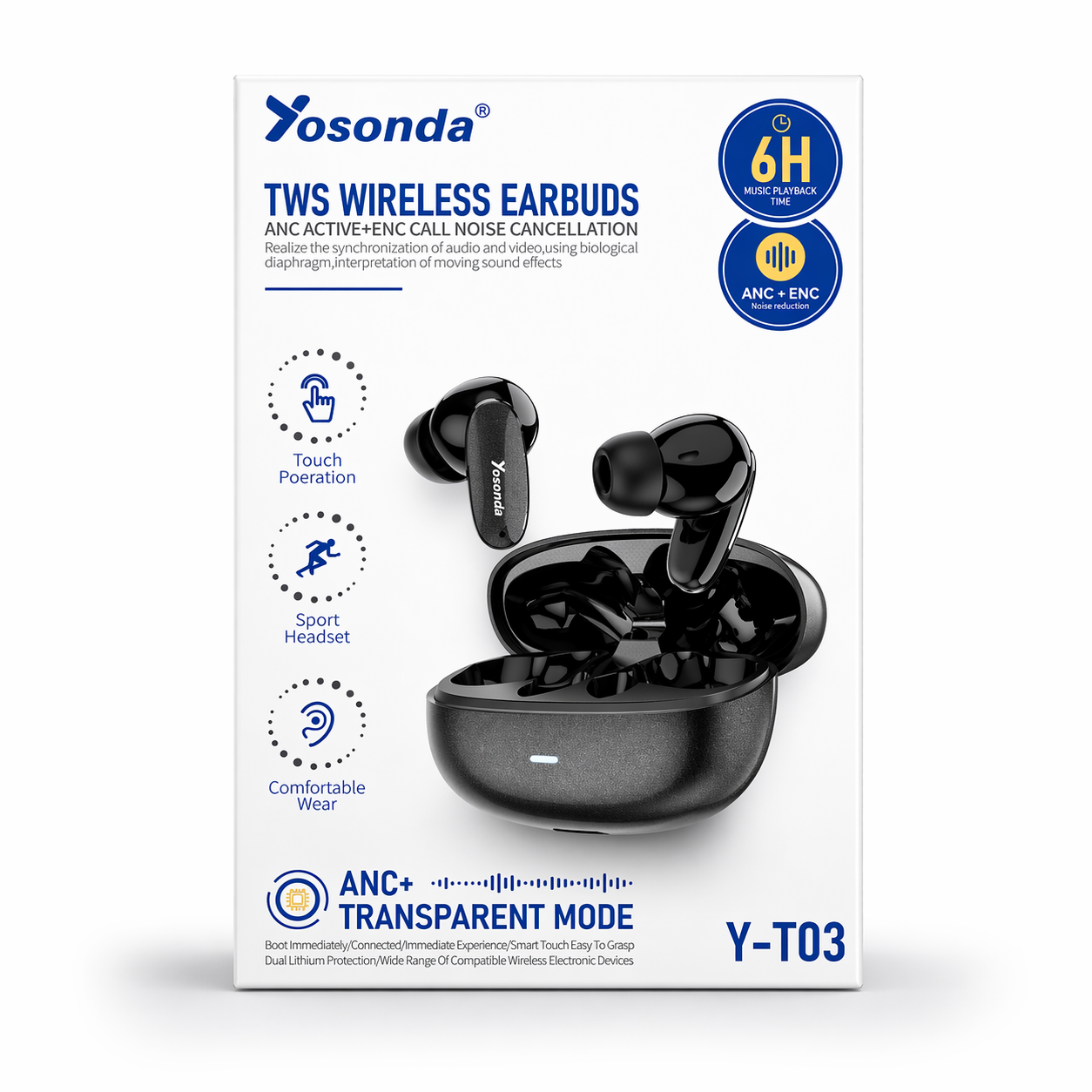 🔥 Yosonda Y-T03 TWS Wireless Earbuds (ANC + ENC)